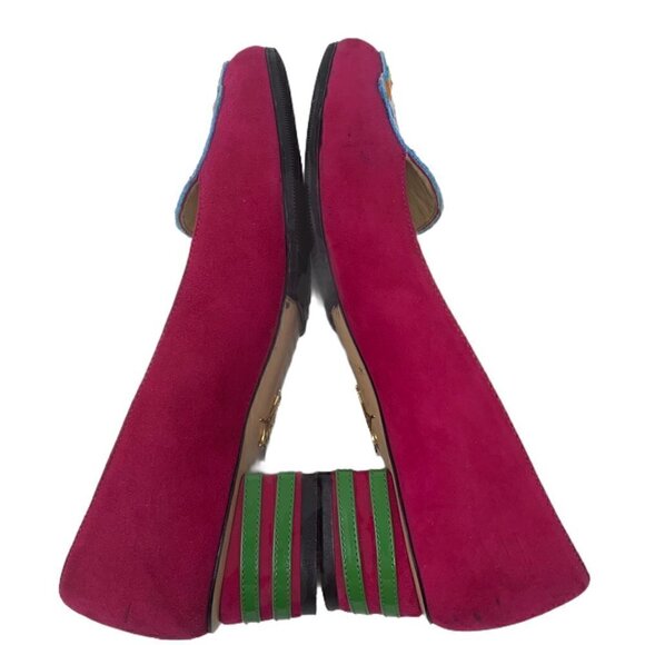 Rare Charlotte Olympia Sugar Skull Pink Suede Embroidered Round Toe Loafers 4 - Picture 6 of 12